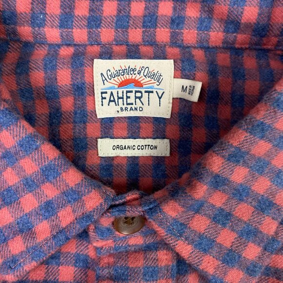 NWOT Faherty Flannel Shirt Men's Medium Red Blue Stretch Organic Cotton Seaview - Picture 5 of 14